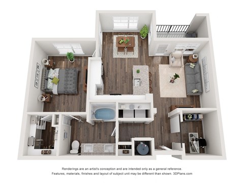 bedroom floor plan an open concept with a large closet and a balcony